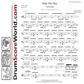 Aerosmith - Walk This Way - Drum Sheet + Play-Along Track